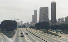 Lake Shore Drive in Chicago Illinois in 1978, colorized photograph