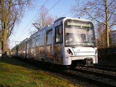 U5 train cars in Oberursel with an advertisement for Frankfurt zoo