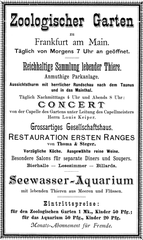 Vintage advertisement for Frankfurt Zoo from 1891