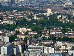 Zoo-Gesellschaftshaus with Heinrich-von-Gagern-Gymnasium and the New St. Nicolai Church in Frankfurt