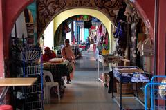 Passage in Kuching, Borneo with traditional architecture