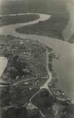 Aerial view of Kuching with the winding course of the river