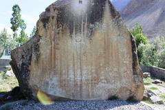 Manthal Rock with Buddhist inscriptions in Pakistan