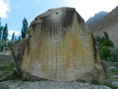 Manthal Rock with Buddhist inscriptions in Skardu, Pakistan