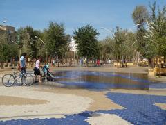 a fountain at Alameda de Hércules in Seville, Spain