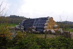 heap of big bales near High Harcourt Farm