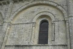 Romanesque round-arched window of St-Pierre Church in Aulnay, France