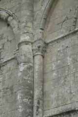 Romanesque arched window of St-Pierre Church in Aulnay