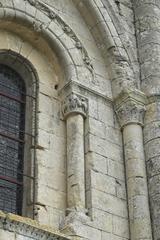 Romanesque arched window of St-Pierre Church in Aulnay