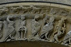 Saint-Pierre church portal in Aulnay with detailed carvings