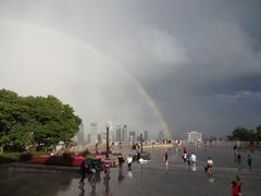 Rainbow over Montréal view from Mont Royal during Wikimania 2017