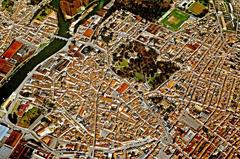 aerial view of the historic center of Cognac, Charente, including the Château de Cognac