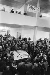 Protestors occupying the hall of the Van Gogh Museum in Amsterdam