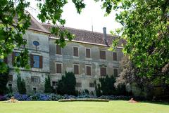 Hollenegg Castle north front with baroque fountain bowl