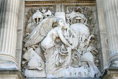 Arc de triomphe de Marseille bas relief by David d'Angers depicting the victory of Heliopolis with trophies