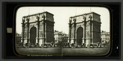 View of the Porte d'Aix, a triumphal arch in Marseille, France from the 1860s stereograph