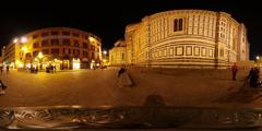 360° panorama of Florence's historic center with domes at dusk