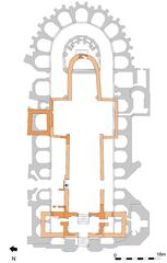 Floor plan of Romanesque Girona Cathedral