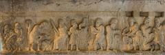 Relief of Cain and Abel in the cloister of Girona Cathedral