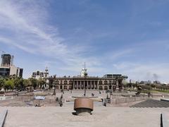 View of Explanada de los Heroes and Palacio de Gobierno Museum from Macroplaza in Monterrey, Mexico