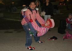 Macroplaza clowns in Monterrey entertaining the crowd