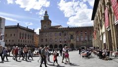 Piazza Maggiore, Bologna with historical buildings