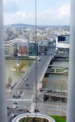 View of Allée des Cygnes in Paris with modern buildings