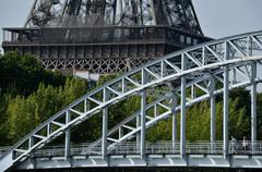 Eiffel Tower and Debilly Footbridge in Paris