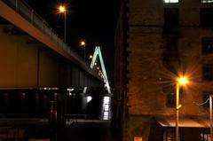 Severinsbrücke in Cologne at night