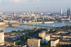 Balloon ride over Cologne with a view of Deutz, Severins Bridge, and the direction of the Old Town