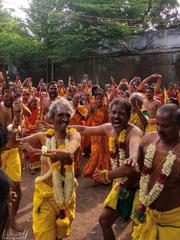 Cultural fest in a small village in Madurai, India with people cheering