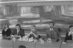 Melina Mercouri at a press conference, May 14, 1968