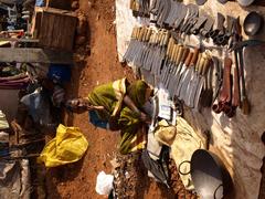 Roadside vendor in Goa selling knives and kitchen knick-knacks