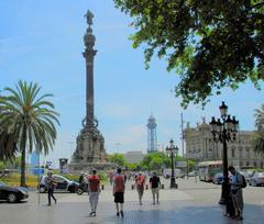 Columbus Monument at the end of La Rambla in Barcelona, Spain