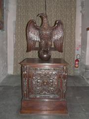 wooden carved eagle in Notre-Dame-aux-Neiges church