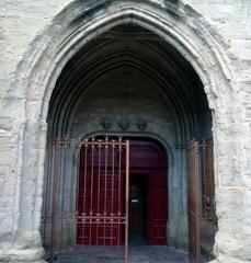 South door of Saint-Vincent Church in Carcassonne, Aude, France