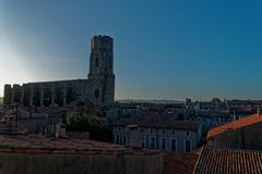 View of Église Saint-Vincent from Rue de la Liberté in Carcassonne