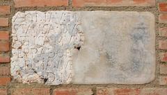 Fragmentary medieval marble inscription at Campo Santo in Perpignan