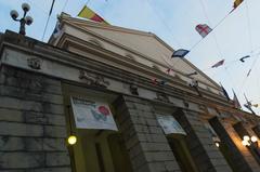 Carlo Felice Monument in Italy with flags