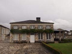 Martell house with shell sculpture in courtyard