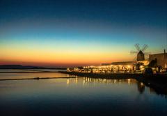 Salt pans of Paceco at sunset