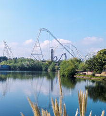 Hyperia and Saw: The Ride from Thorpe Park lake