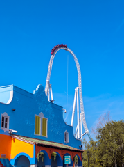 Stealth roller coaster viewed from a distance