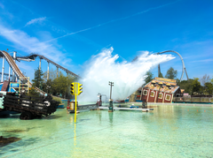 Large splash from a water ride at Thorpe Park