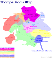 Thorpe Park map with new Island H and 2009 roller-coaster