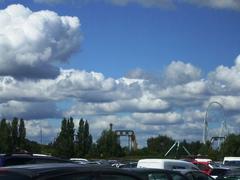 Thorpe Park car park with Stealth roller coaster in the background