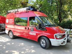 Ford Transit firefighting vehicle at an exhibition in Warsaw