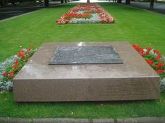 Memorial plaque commemorating Józef Piłsudski welcoming Polish troops in 1920 in Saxon Garden, Warsaw