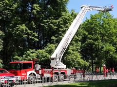 Mercedes-Benz Econic fire ladder vehicle 306W53 at an exhibition in Saxon Garden, Warsaw