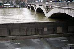 2018 Seine river flood at Austerlitz Bridge in Paris